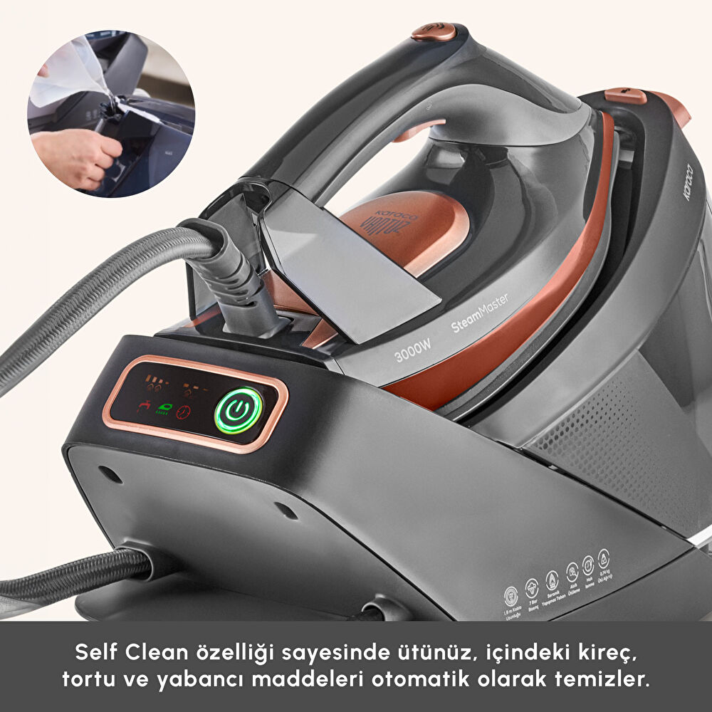 Karaca Vantuz Steammaster Buhar Kazanlı Ütü Black Rose thumbnail 11