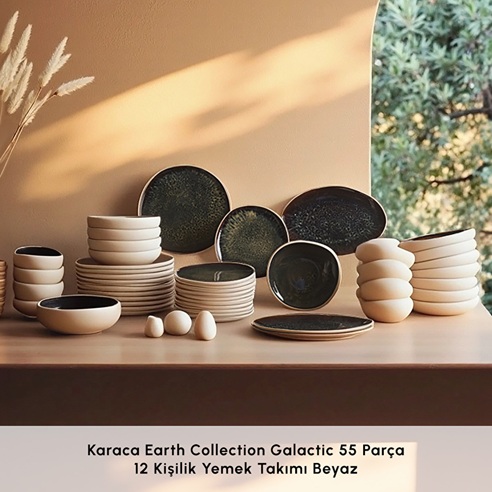 Karaca Red Carpet Earth Collection Galactic 55 Parça 12 Kişilik Yemek Takımı Beyaz görseli 3