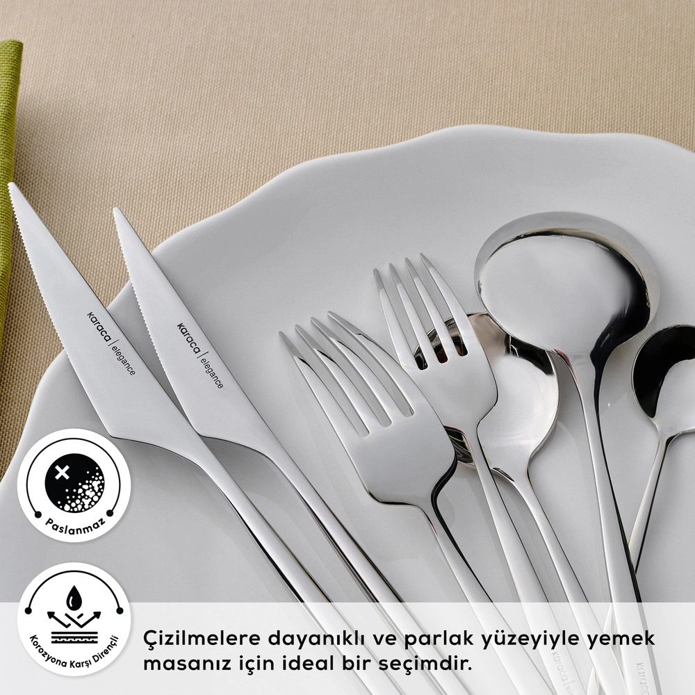 Karaca Elegance Braga Platin 12 Kişilik 84 Parça Çatal Kaşık Bıçak Takımı görseli 6