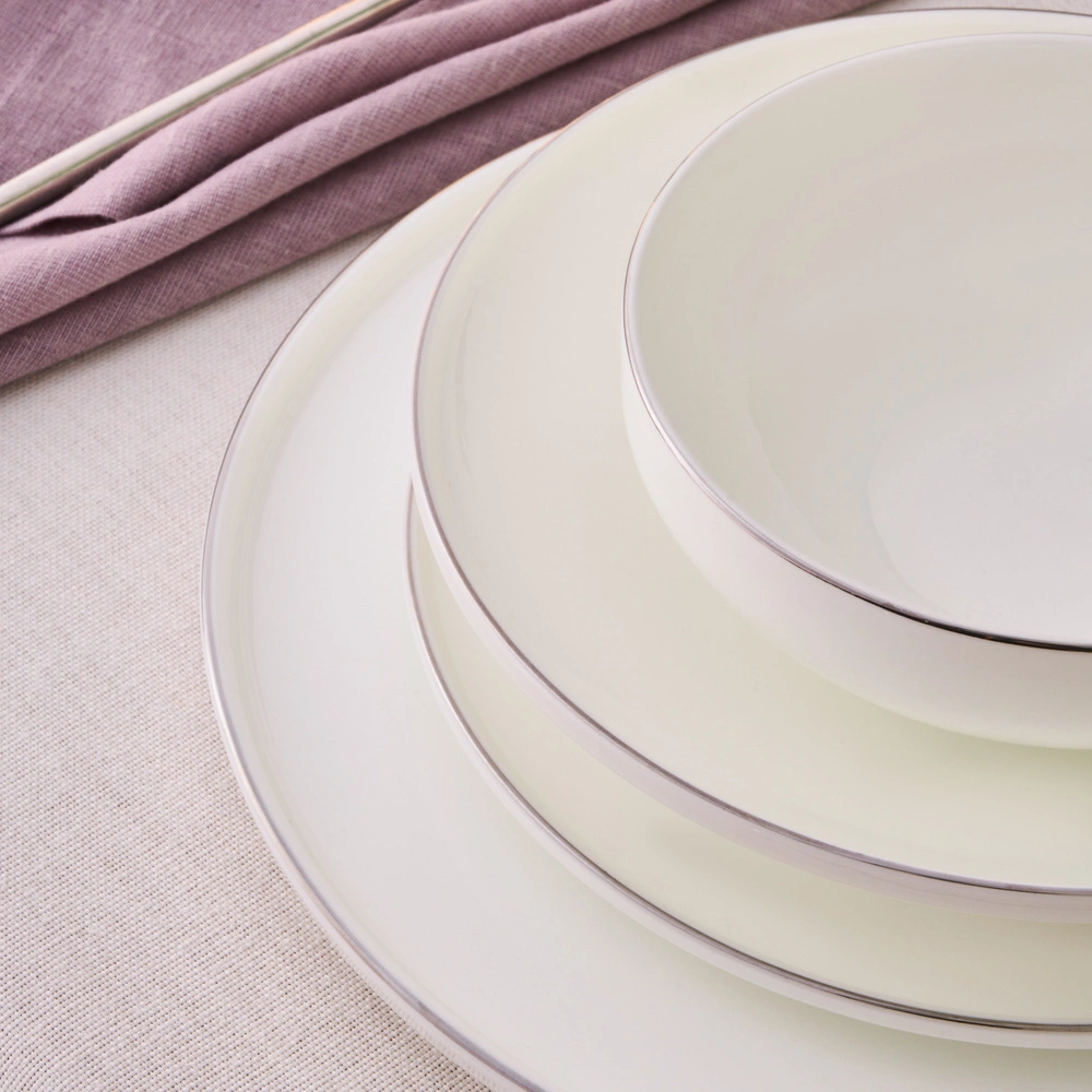 Karaca Fine Bone Meridian 55 Parça 12 Kişilik Yemek Takımı Platin görseli 7