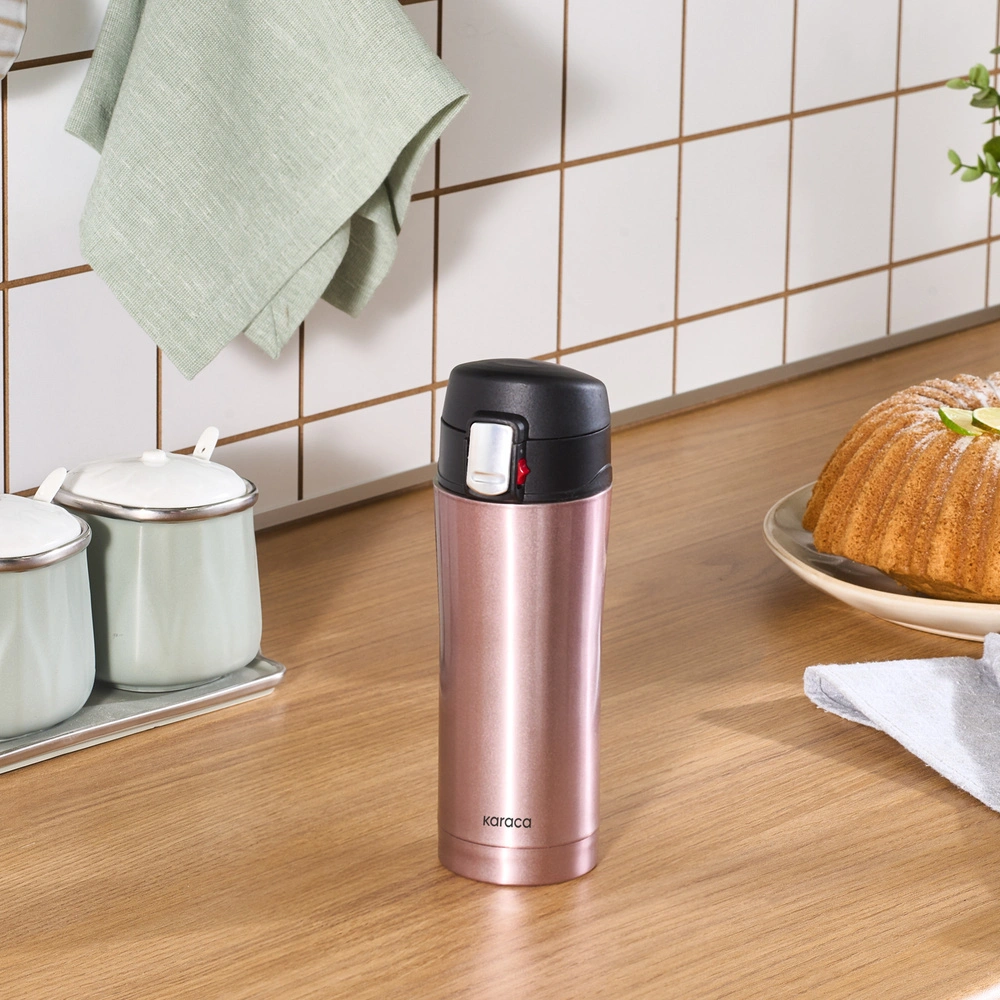 Karaca Pluton Çelik Sızdırmaz Termos Rose Gold 450 ml görseli 4