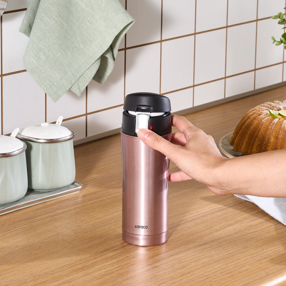 Karaca Pluton Çelik Sızdırmaz Termos Rose Gold 450 ml görseli 8