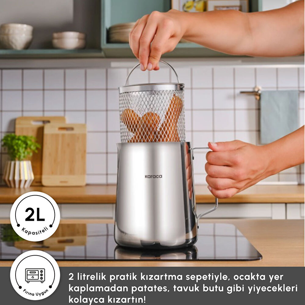 Karaca Mutfaksever Çelik Kızartma Potu 2L thumbnail 5