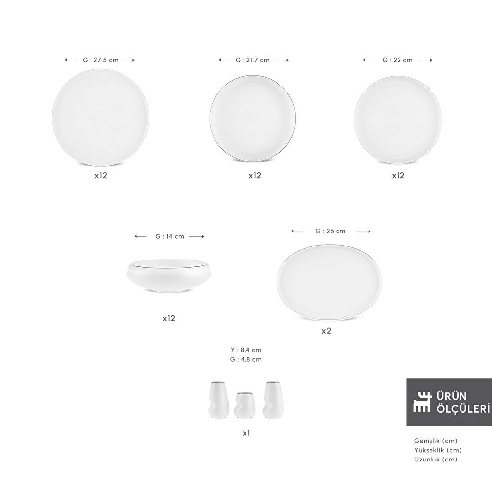 Karaca Stream Bone Sunset 53 Parça 12 Kişilik Yemek Takımı Platin thumbnail 2