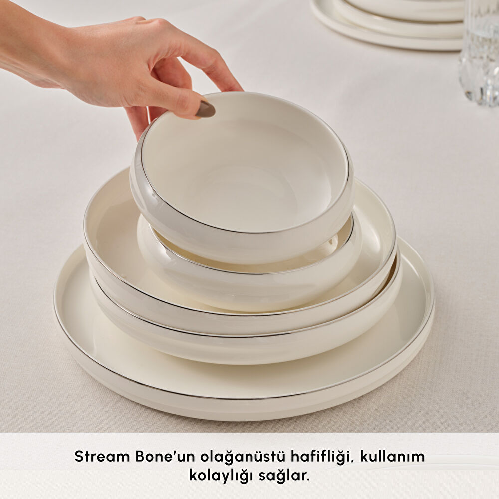 Karaca Stream Bone Sunset 53 Parça 12 Kişilik Yemek Takımı Platin thumbnail 5