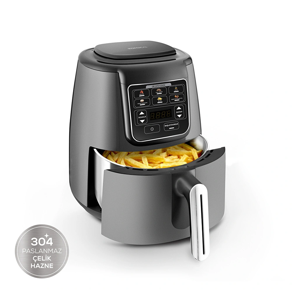 Karaca Air Pro Cook Köz Steel XL Çelik Hazneli Airfryer Space Gray 4L görseli 1