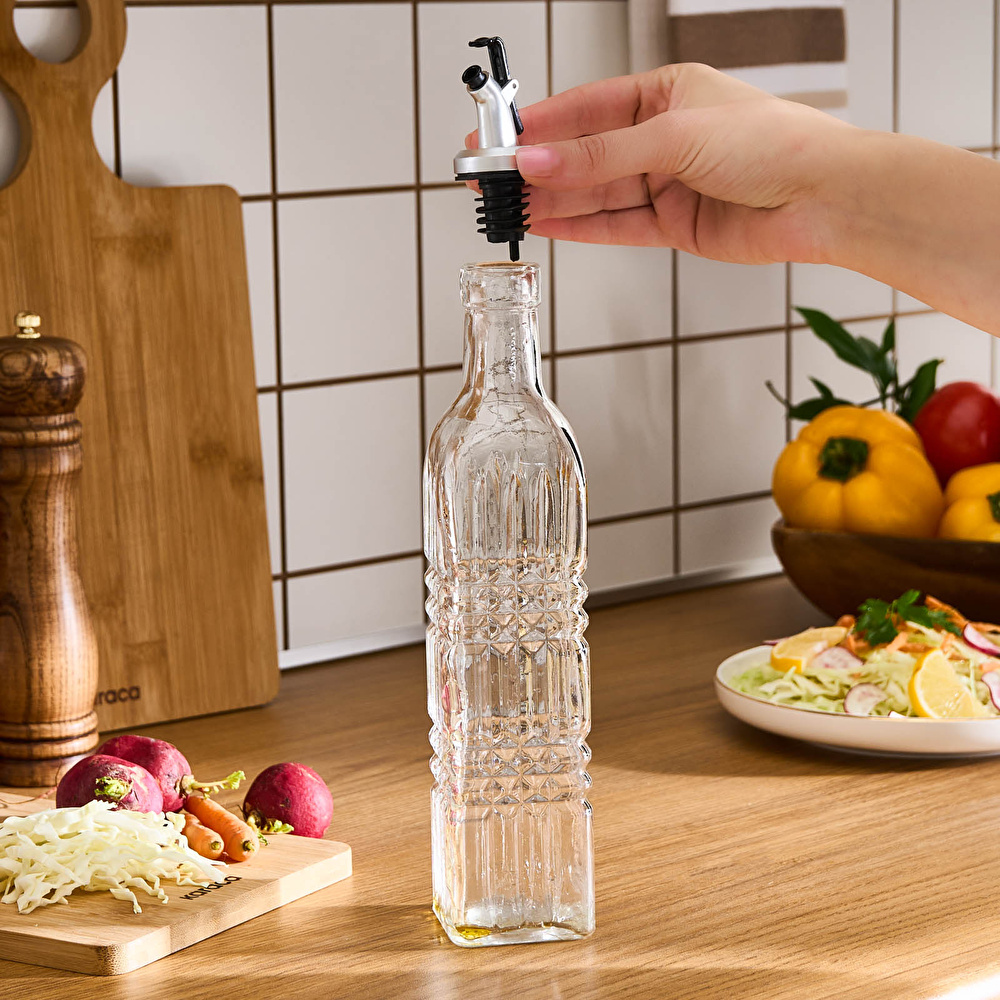 Karaca Daisy Dikdörtgen Yağ Şişesi 500 Ml Şeffaf görseli 2