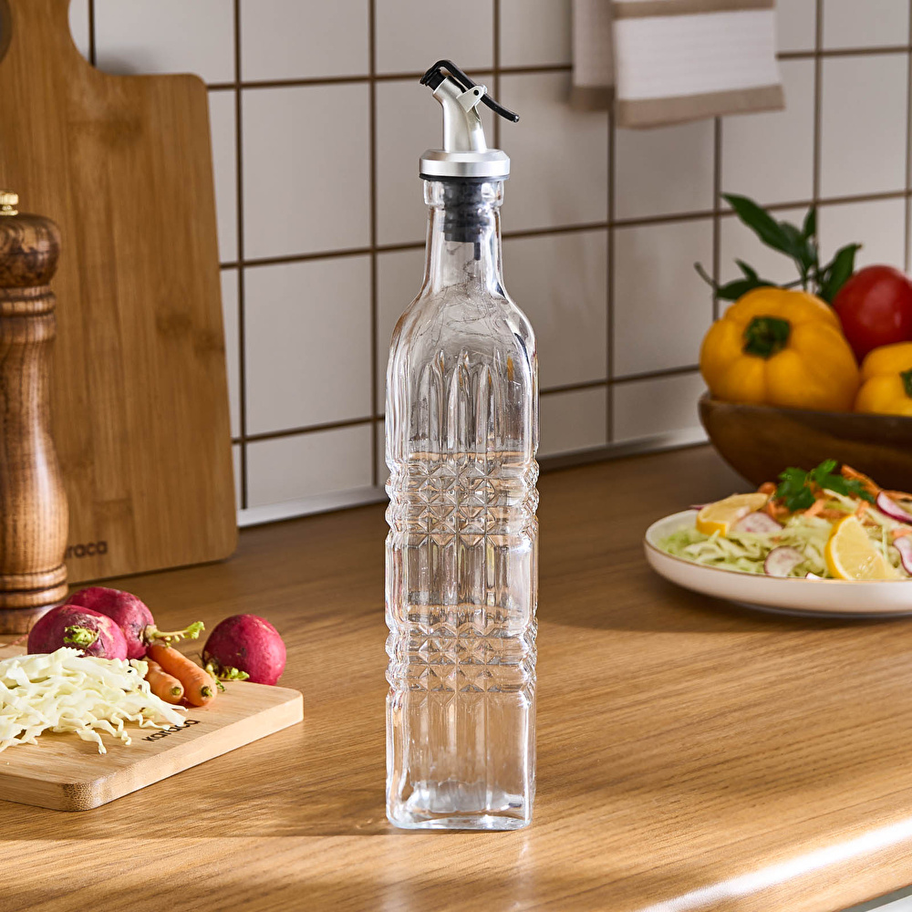 Karaca Daisy Dikdörtgen Yağ Şişesi 500 Ml Şeffaf görseli 1
