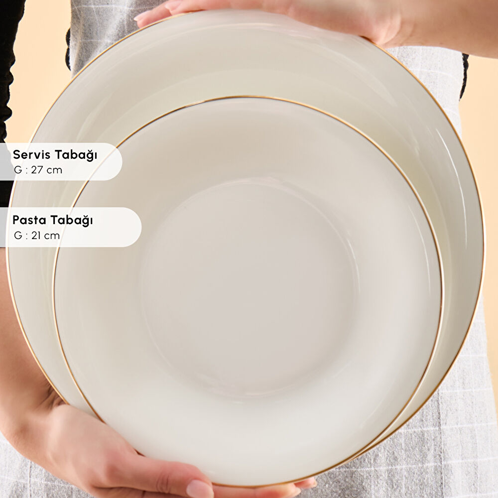 Karaca Fine Pearl Fame 55 Parça 12 Kişilik Yemek Takımı Gold thumbnail 6