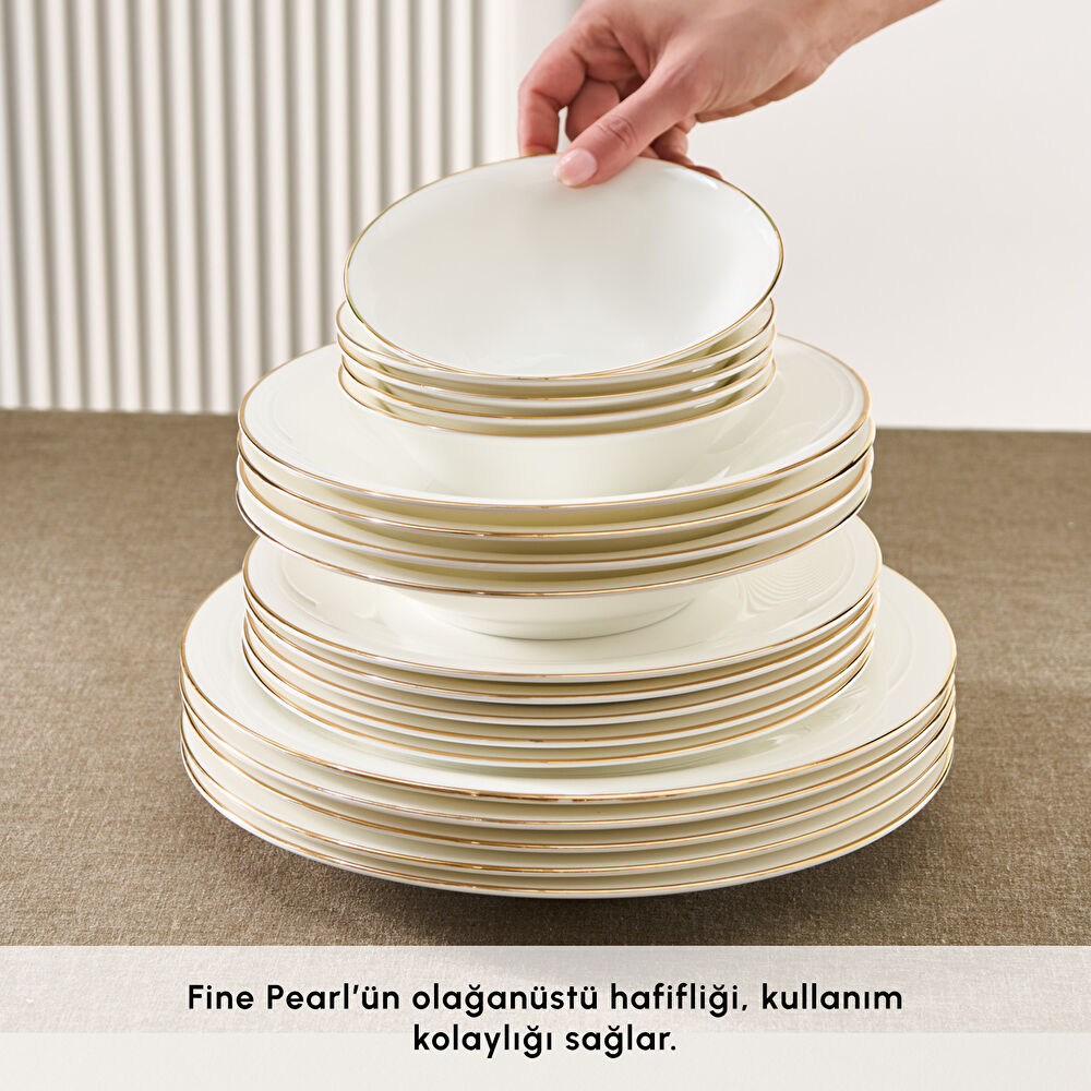 Karaca Fine Pearl Fame 55 Parça 12 Kişilik Yemek Takımı Gold thumbnail 5