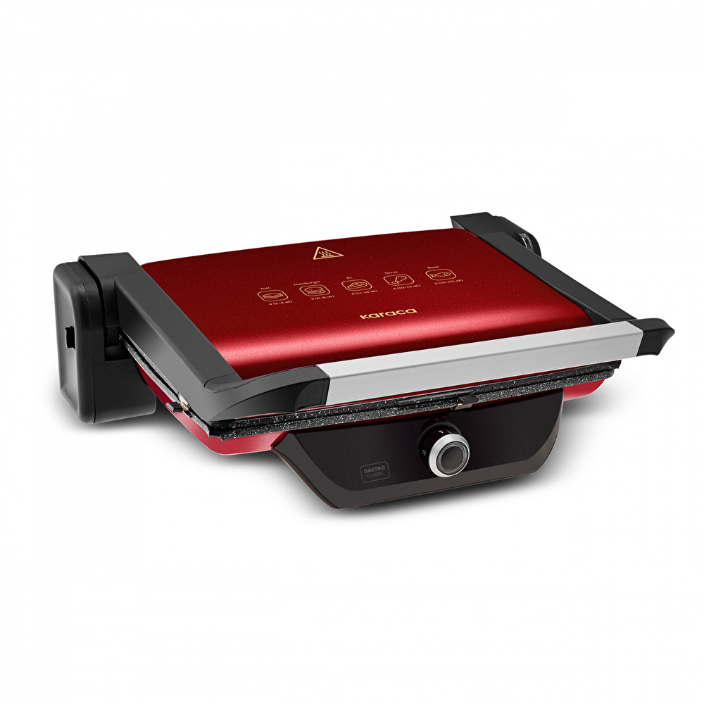 Karaca Gastro Classic 6 Dilim Kapasiteli Izgara ve Tost Makinesi Rouge Red 2000W görseli 3