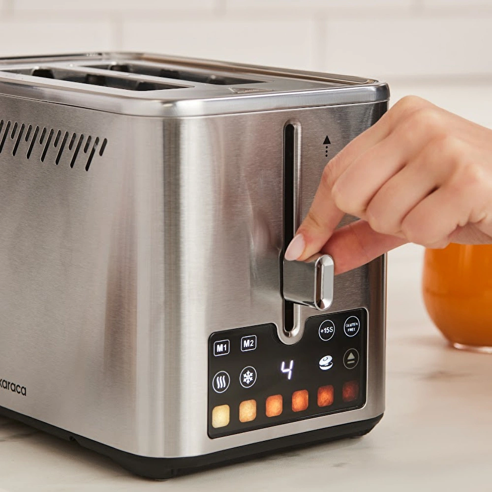 Karaca Color Touch 950W Renkli Dijital Ekranlı Inox Ekmek Kızartma Makinesi görseli 3