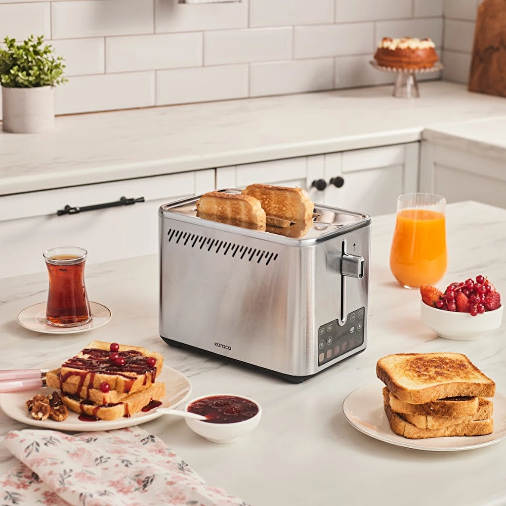 Karaca Color Touch 950W Renkli Dijital Ekranlı Inox Ekmek Kızartma Makinesi görseli 1