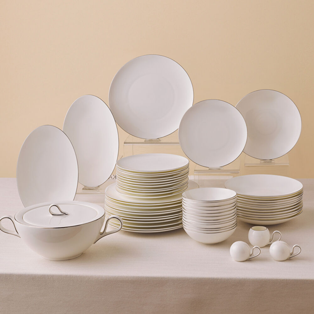 Karaca Fine Pearl Extra Chanak 55 Parça 12 Kişilik Yemek Takımı Platin