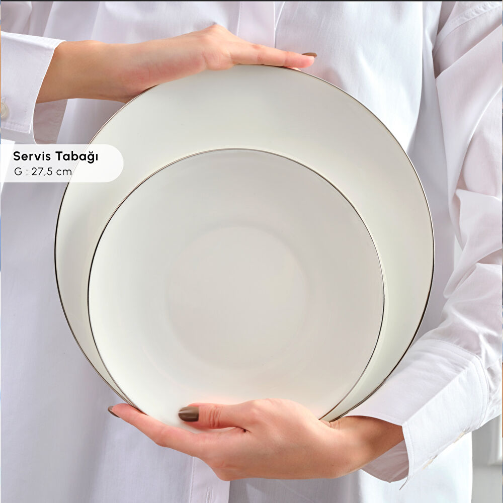 Karaca Fine Pearl Extra Chanak 55 Parça 12 Kişilik Yemek Takımı Platin thumbnail 7