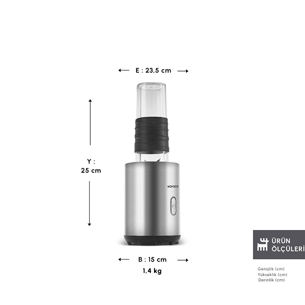 Karaca Smooth and Move Inox 350W Personal Kişisel Smoothie Blender thumbnail 2