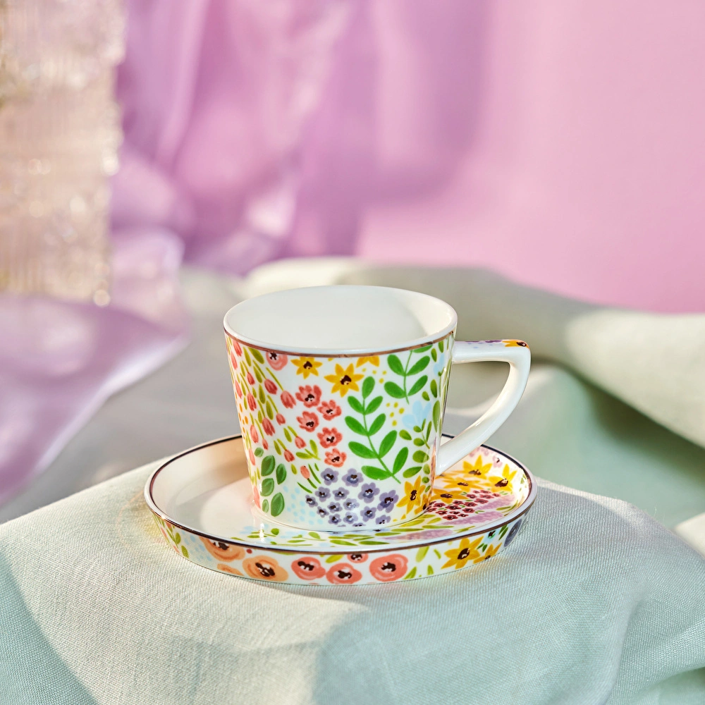 Karaca Fiore Kahve Fincanı ve Tabağı 105 ml görseli 1