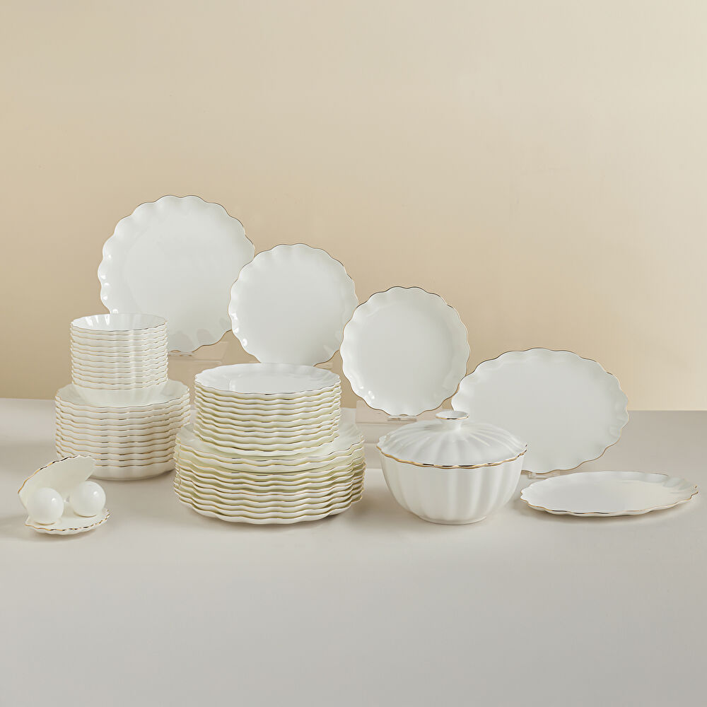 Karaca Fine Pearl Extra Shell 55 Parça 12 Kişilik Yemek Takımı Gold