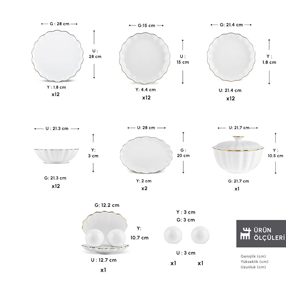 Karaca Fine Pearl Extra Shell 55 Parça 12 Kişilik Yemek Takımı Gold thumbnail 2