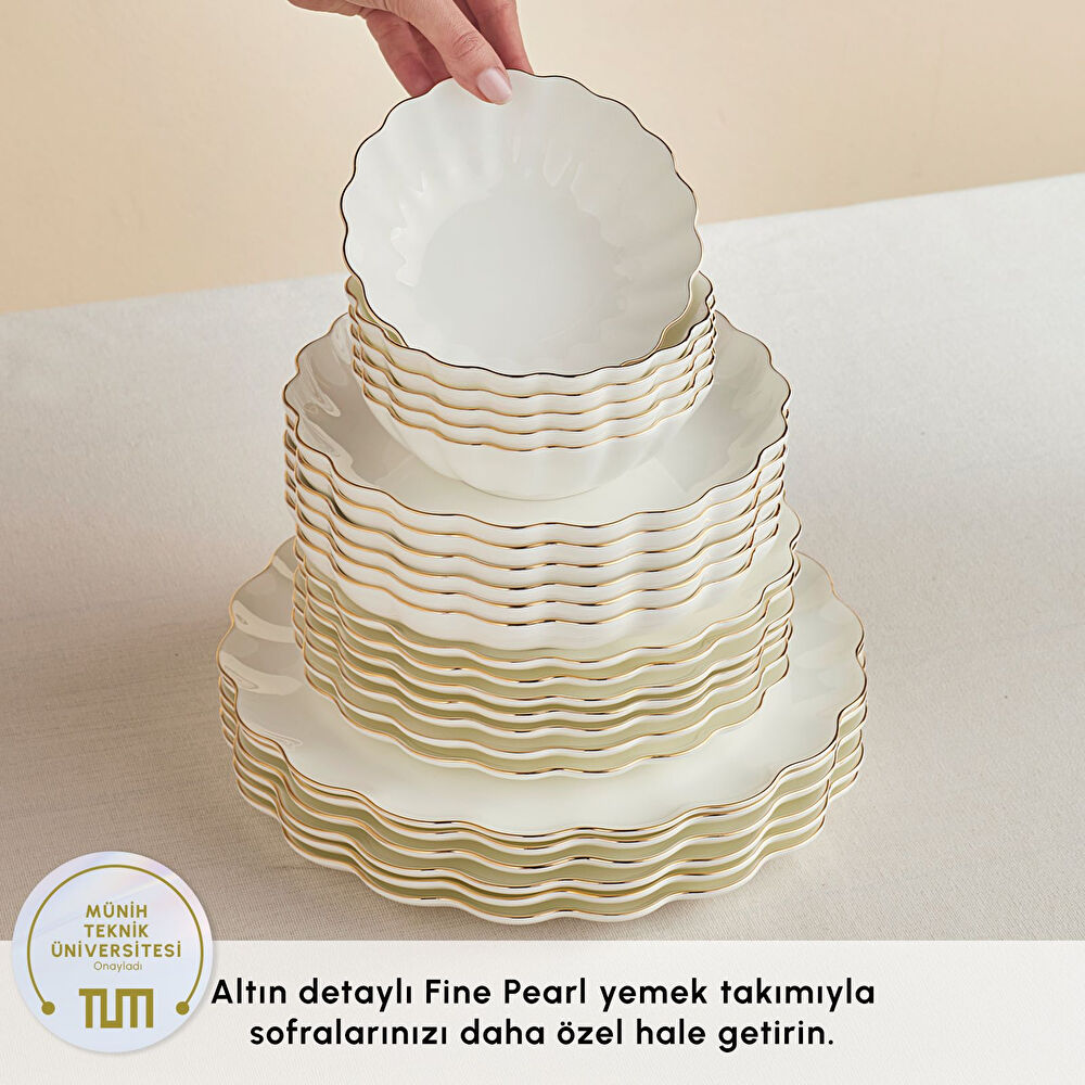 Karaca Fine Pearl Extra Shell 55 Parça 12 Kişilik Yemek Takımı Gold thumbnail 7