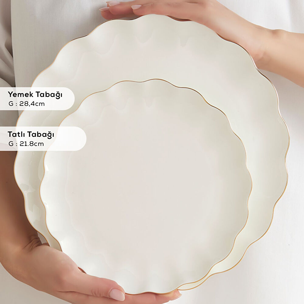 Karaca Fine Pearl Extra Shell 55 Parça 12 Kişilik Yemek Takımı Gold thumbnail 8