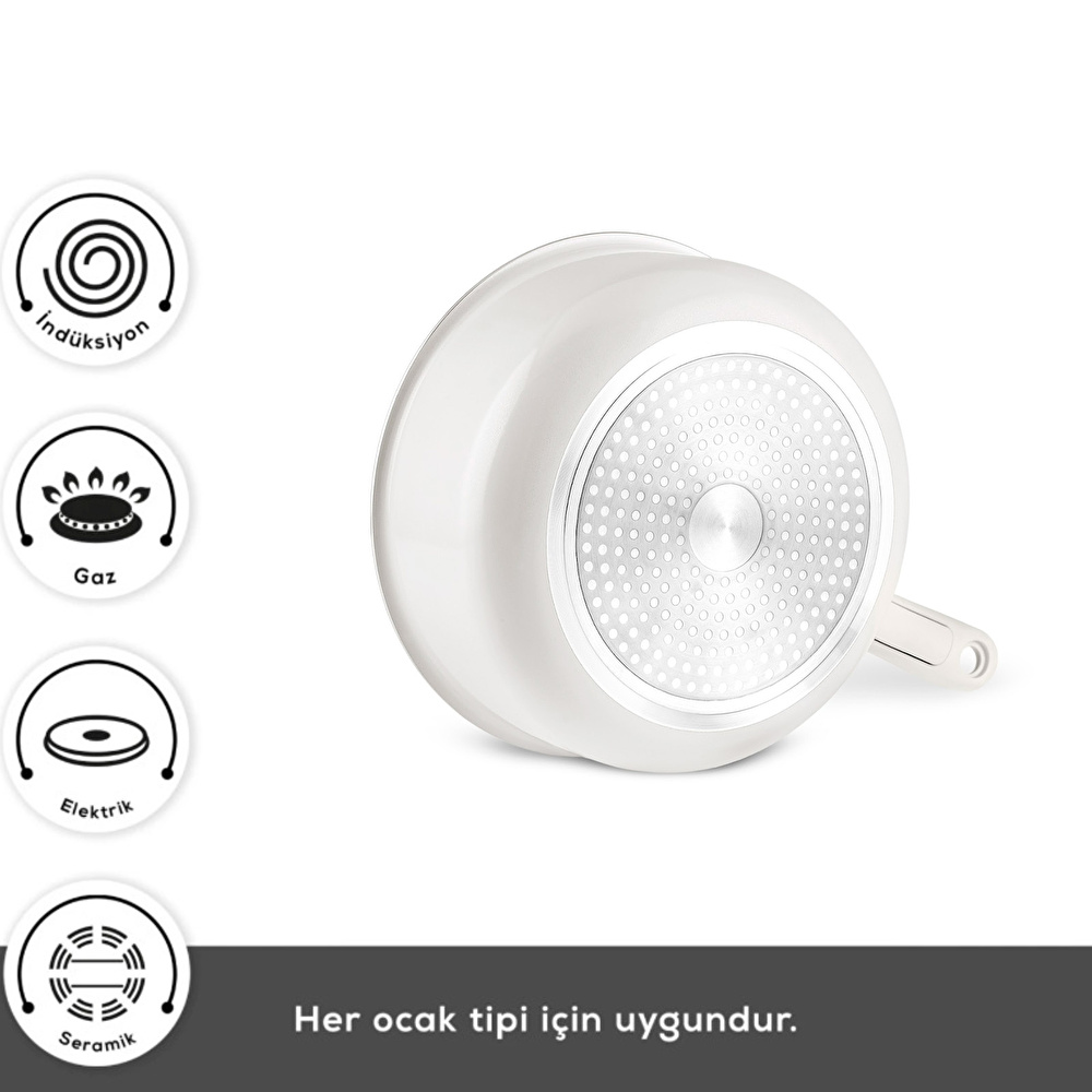 Karaca x Refika Swiss Crystal Almond Cream Easy Clip 9 Parça Tencere Wok ve Tava Seti thumbnail 6