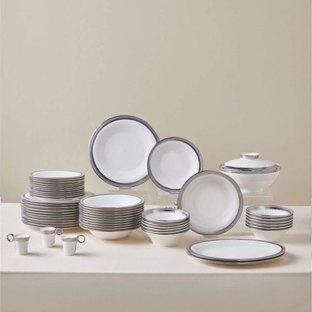 Karaca Royal Bone Kate 55 Parça 12 Kişilik Yemek Takımı Platin