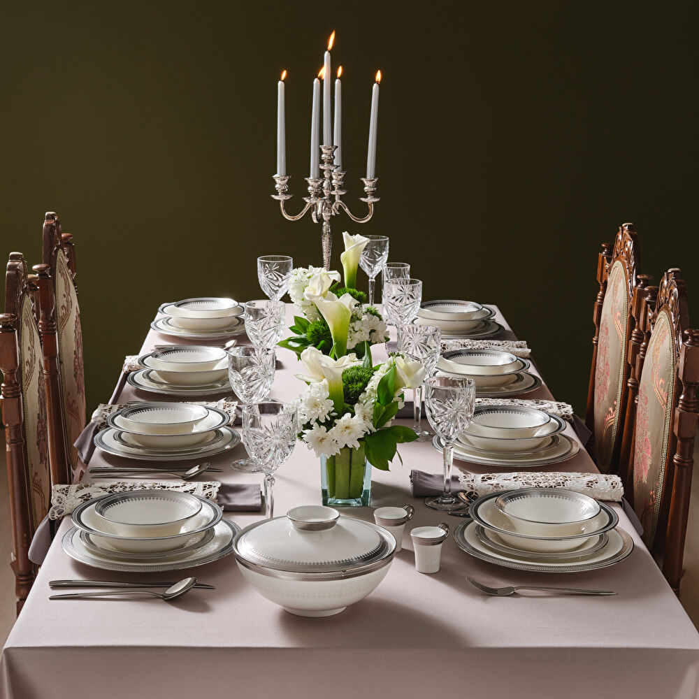 Karaca Royal Bone Kate 55 Parça 12 Kişilik Yemek Takımı Platin thumbnail 8