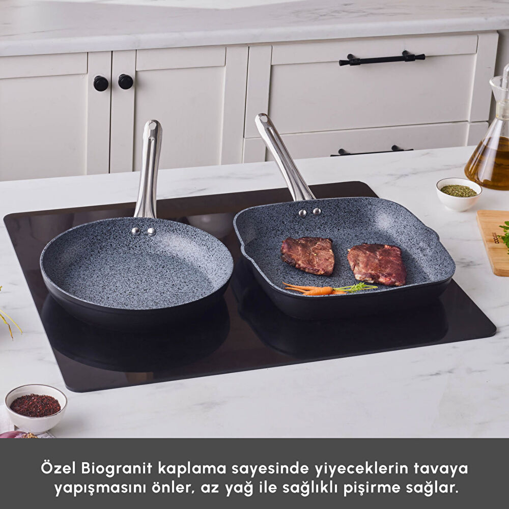 Karaca Biogranit Power-Inox Monet 2 Parça Tava Grill Set Siyah thumbnail 3