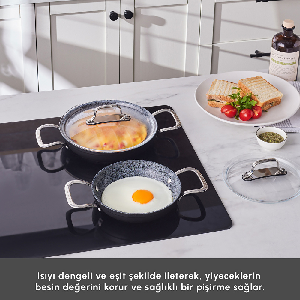 Karaca Biogranit Power-Inox Monet 4 Parça Sahan Set Siyah görseli 3