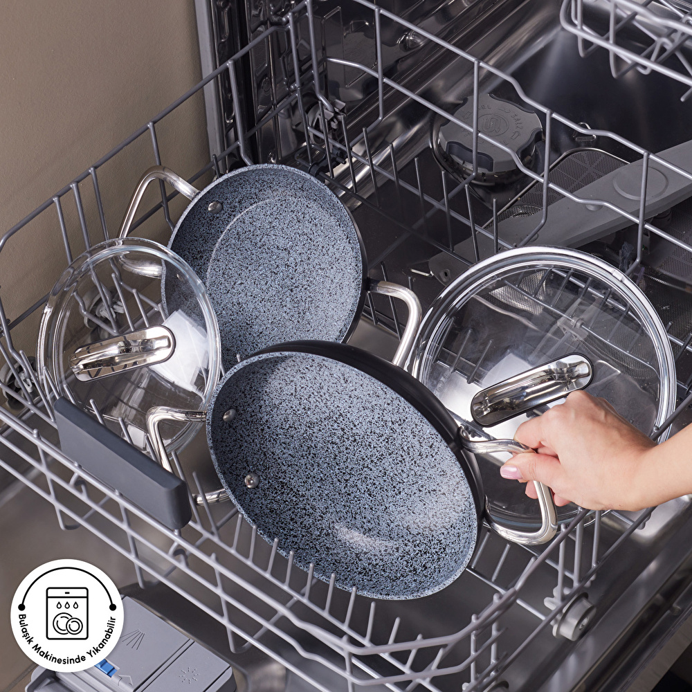 Karaca Biogranit Power-Inox Monet 4 Parça Sahan Set Siyah görseli 8