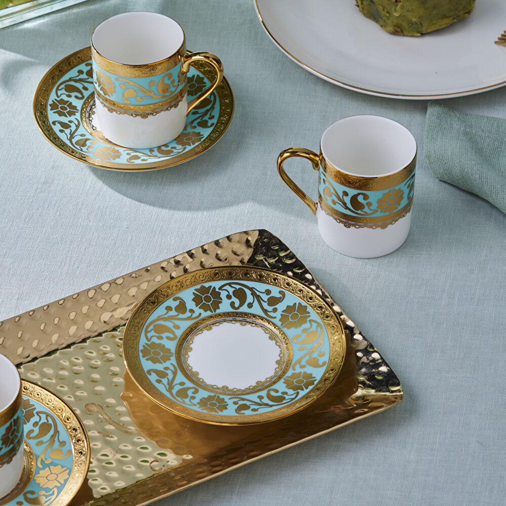 Karaca Gülfem 6 Kişilik Kahve Fincan Takımı Mavi 90 Ml thumbnail 2