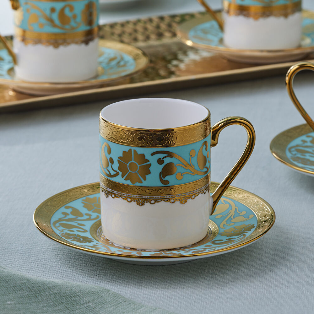 Karaca Gülfem 6 Kişilik Kahve Fincan Takımı Mavi 90 Ml thumbnail 3