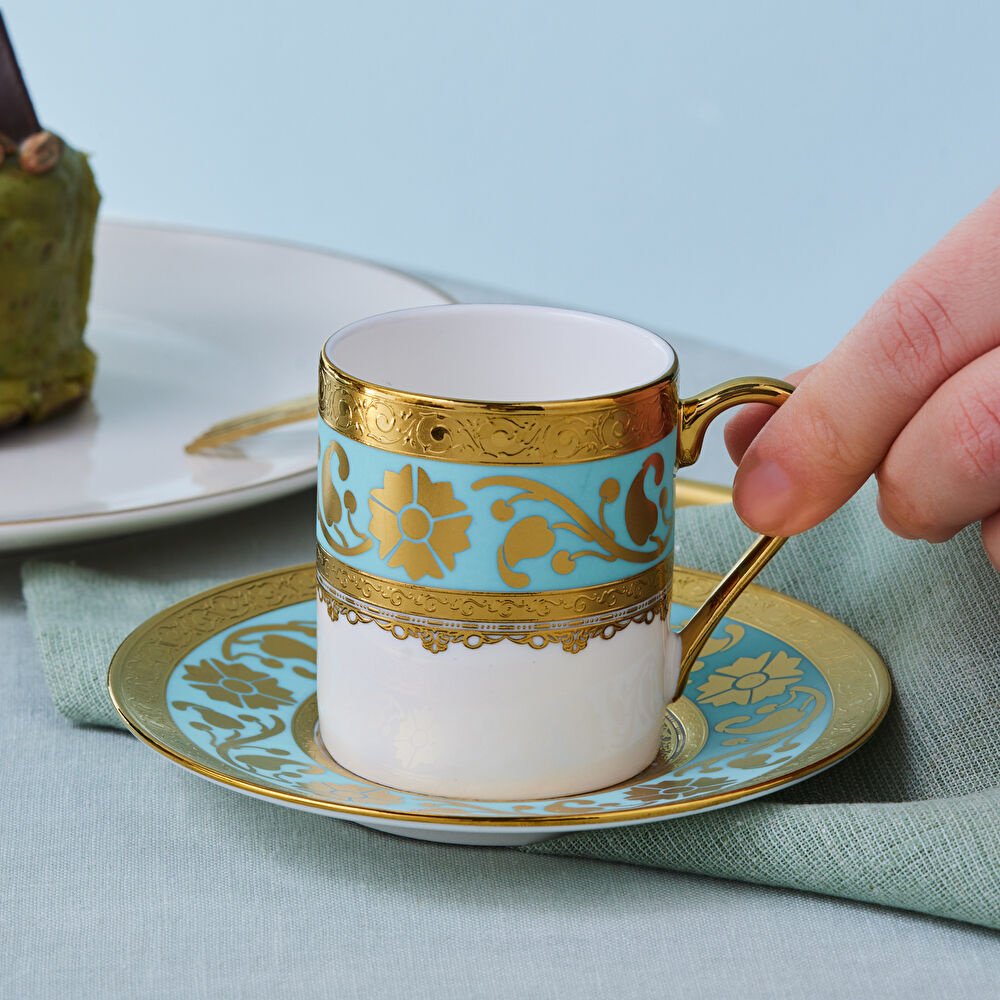 Karaca Gülfem 6 Kişilik Kahve Fincan Takımı Mavi 90 Ml thumbnail 4