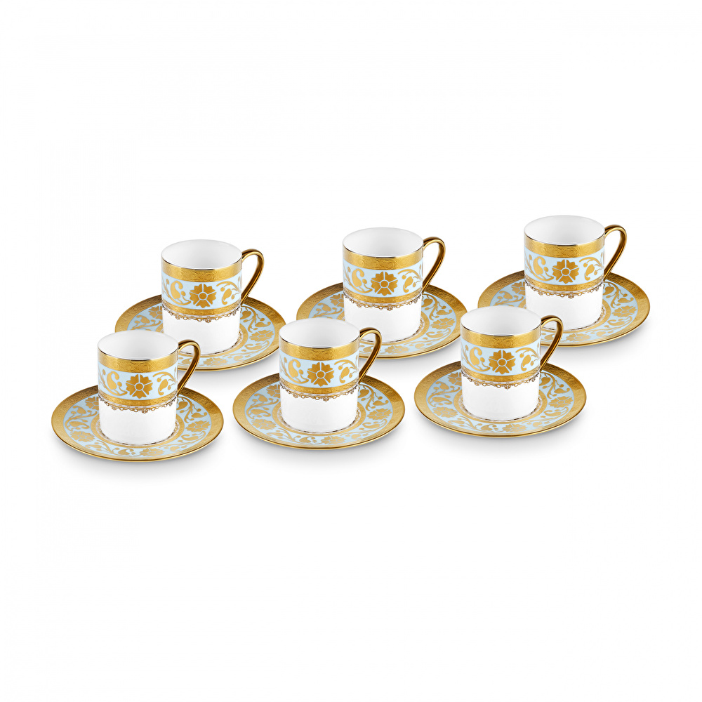 Karaca Gülfem 6 Kişilik Kahve Fincan Takımı Mavi 90 Ml thumbnail 7