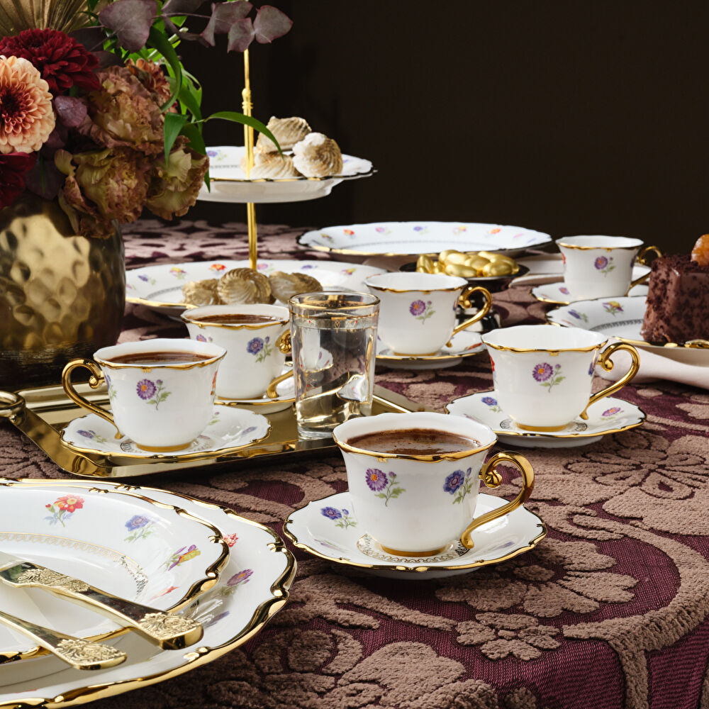 Karaca Royal Bone Diana 6 Kişilik Kahve Fincan Takımı 90 Ml