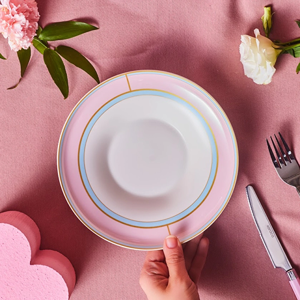 Karaca Talya Çukur Tabak Pembe 22 Cm  görseli 1