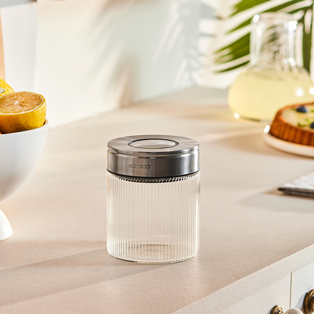 Karaca Ripple Inox Cam Saklama Kabı 450 ml görseli 1