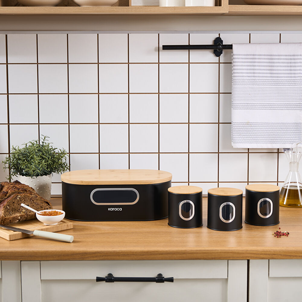 Karaca Premium Ekmek Kutusu-Saklama Kabı Hediyeli Siyah thumbnail 3