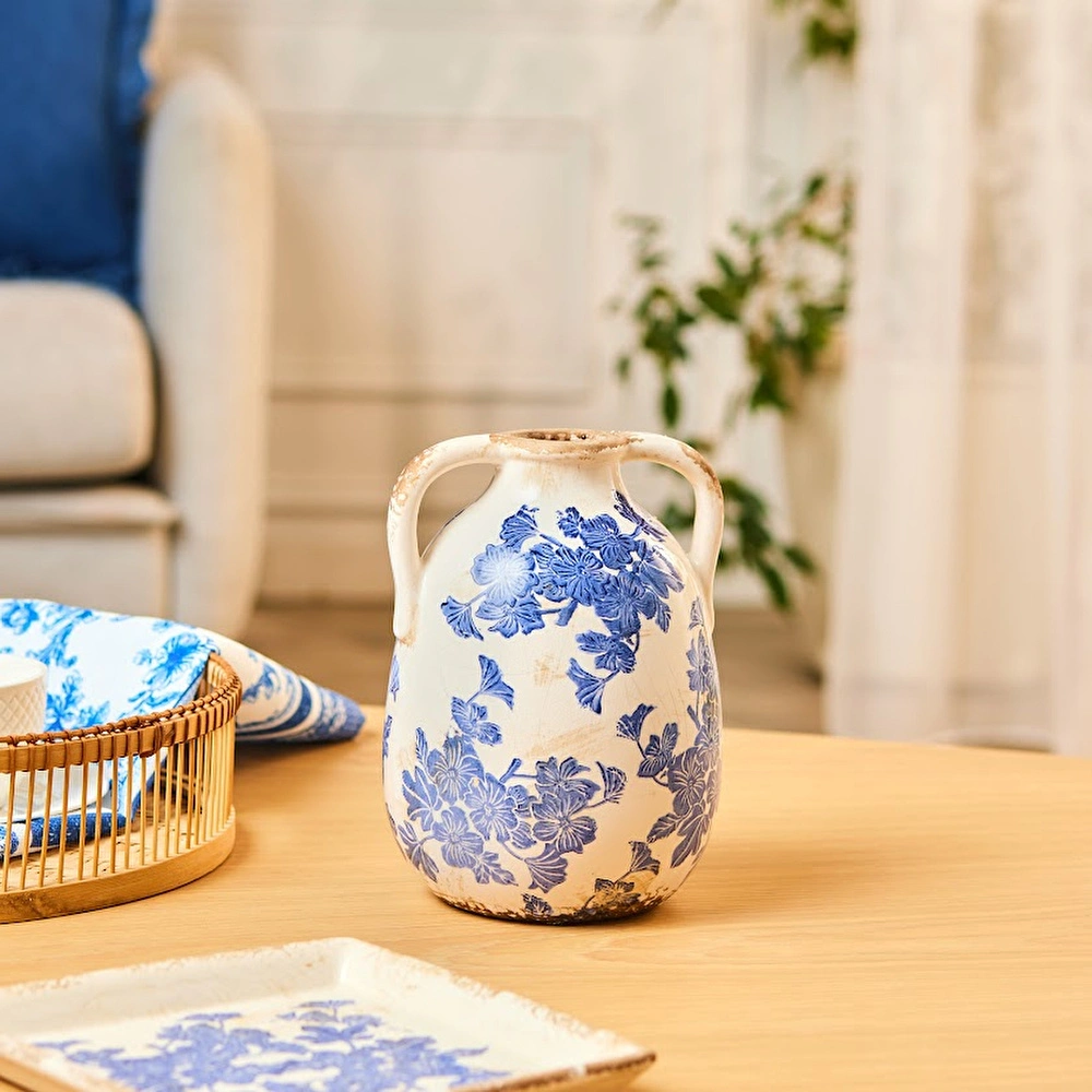 Karaca Home Marine İki Kollu Vazo 15,50 x 15,50 x 21,50 cm görseli 1