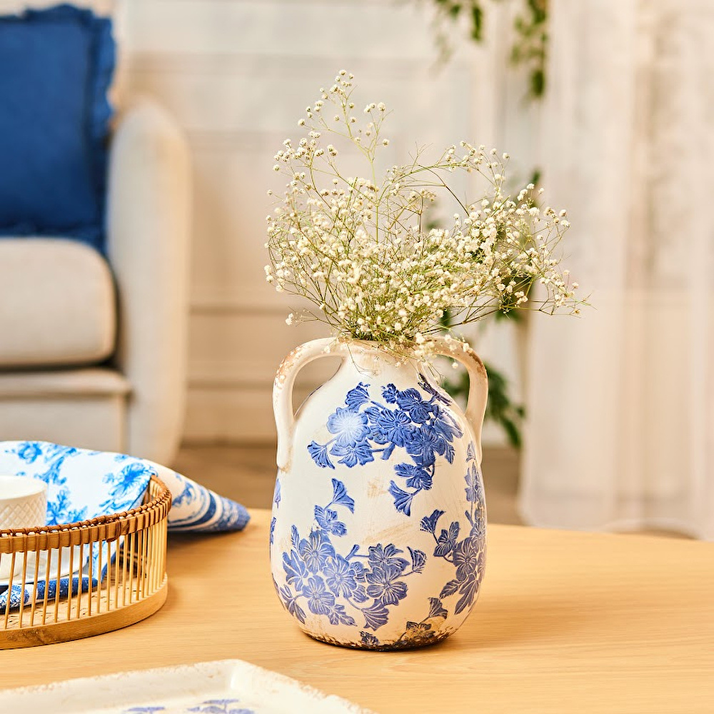Karaca Home Marine İki Kollu Vazo 15,50 x 15,50 x 21,50 cm görseli 2