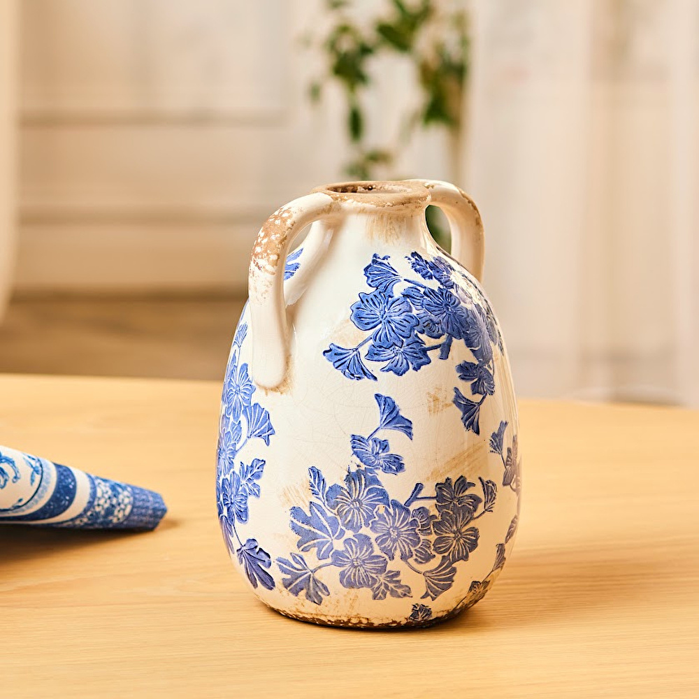 Karaca Home Marine İki Kollu Vazo 15,50 x 15,50 x 21,50 cm görseli 4