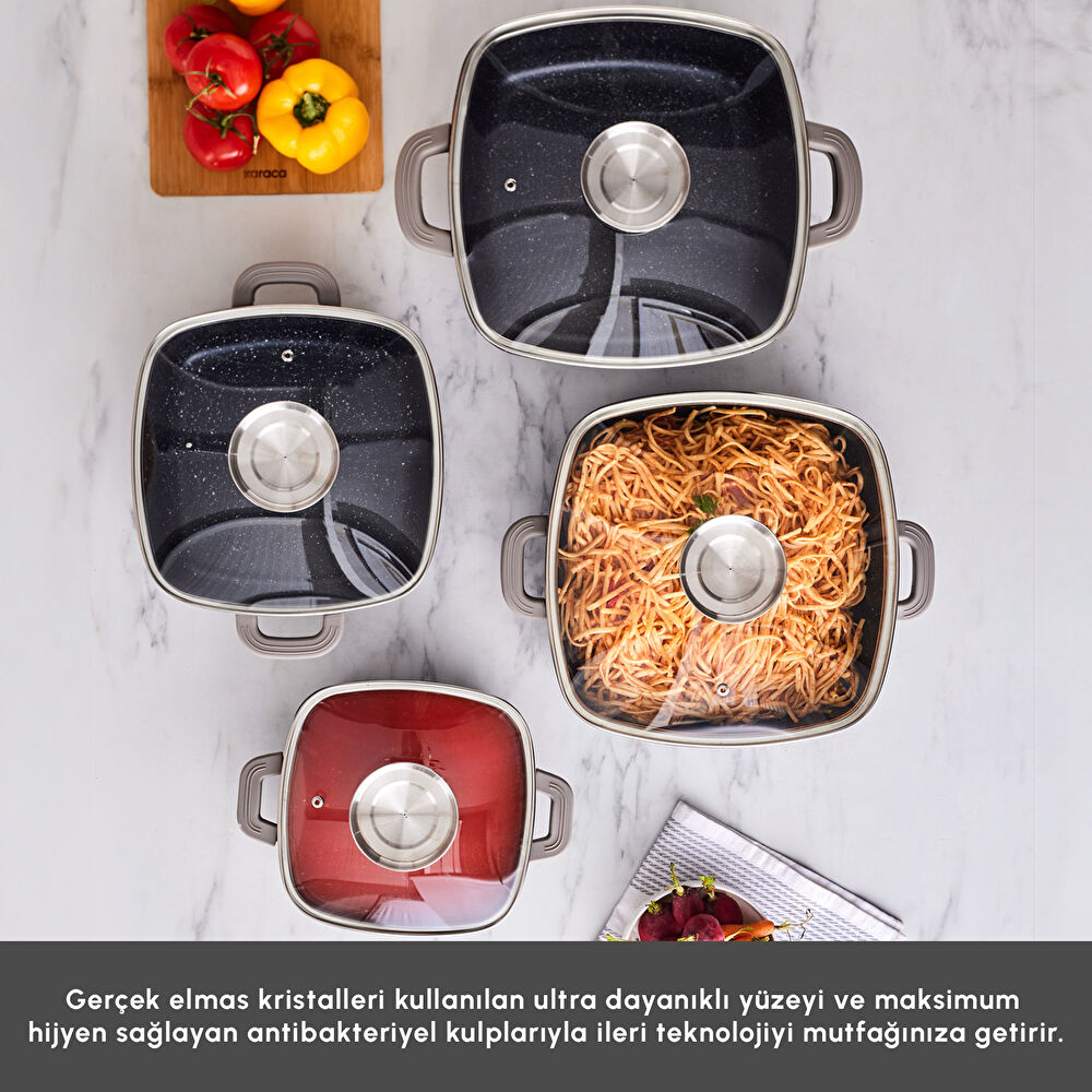 Karaca Biodiamond Soneva İndüksiyon Tabanlı 8 Parça Döküm Tencere Seti Siyah thumbnail 4