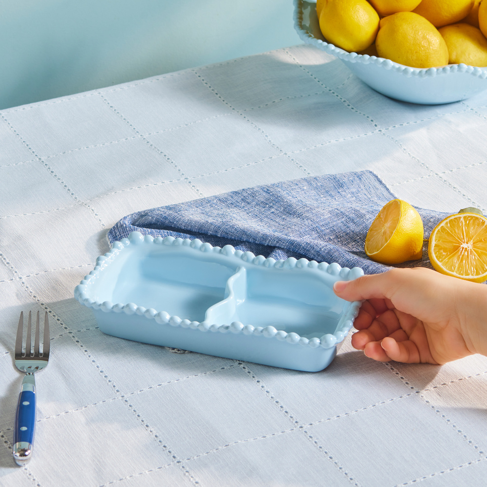 Karaca Perla Melamin Bölmeli Çerezlik Dikdörtgen 23 cm Mavi görseli 2
