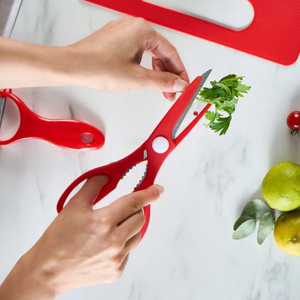 Karaca Sharp 4 in 1 6 Parça Kesme Tahtalı Bıçak Seti Kırmızı görseli 5