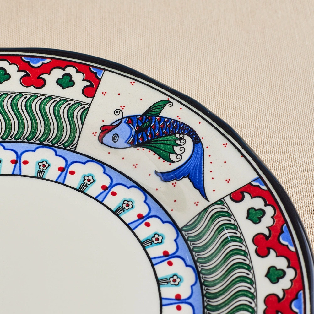 Karaca x Ömür Akkor İznik Balık Pasta Tabağı 21 cm görseli 3