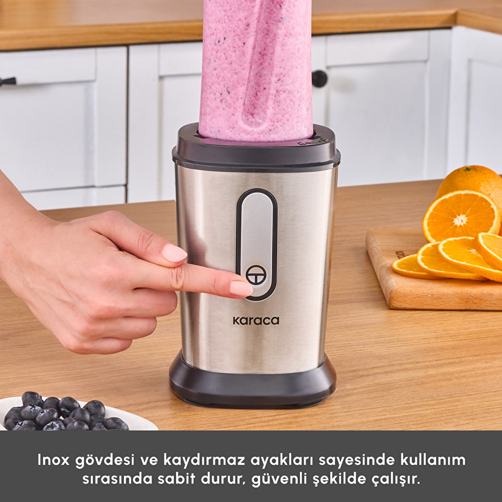 Karaca Smooth and Crush Personal Kişisel Smoothie Blender Inox görseli 8