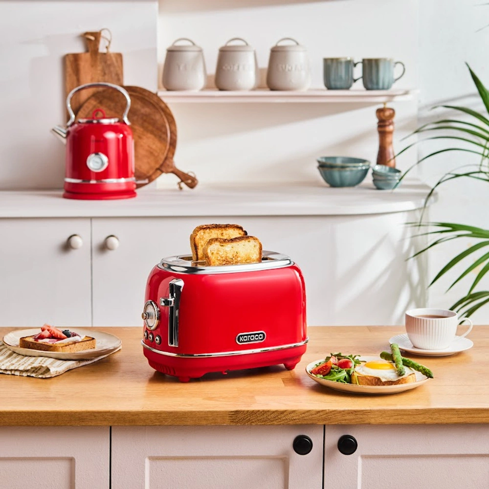 Karaca Vintage Craft 2 Dilim Kapasiteli Ekmek Kızartma Makinesi Red görseli 1