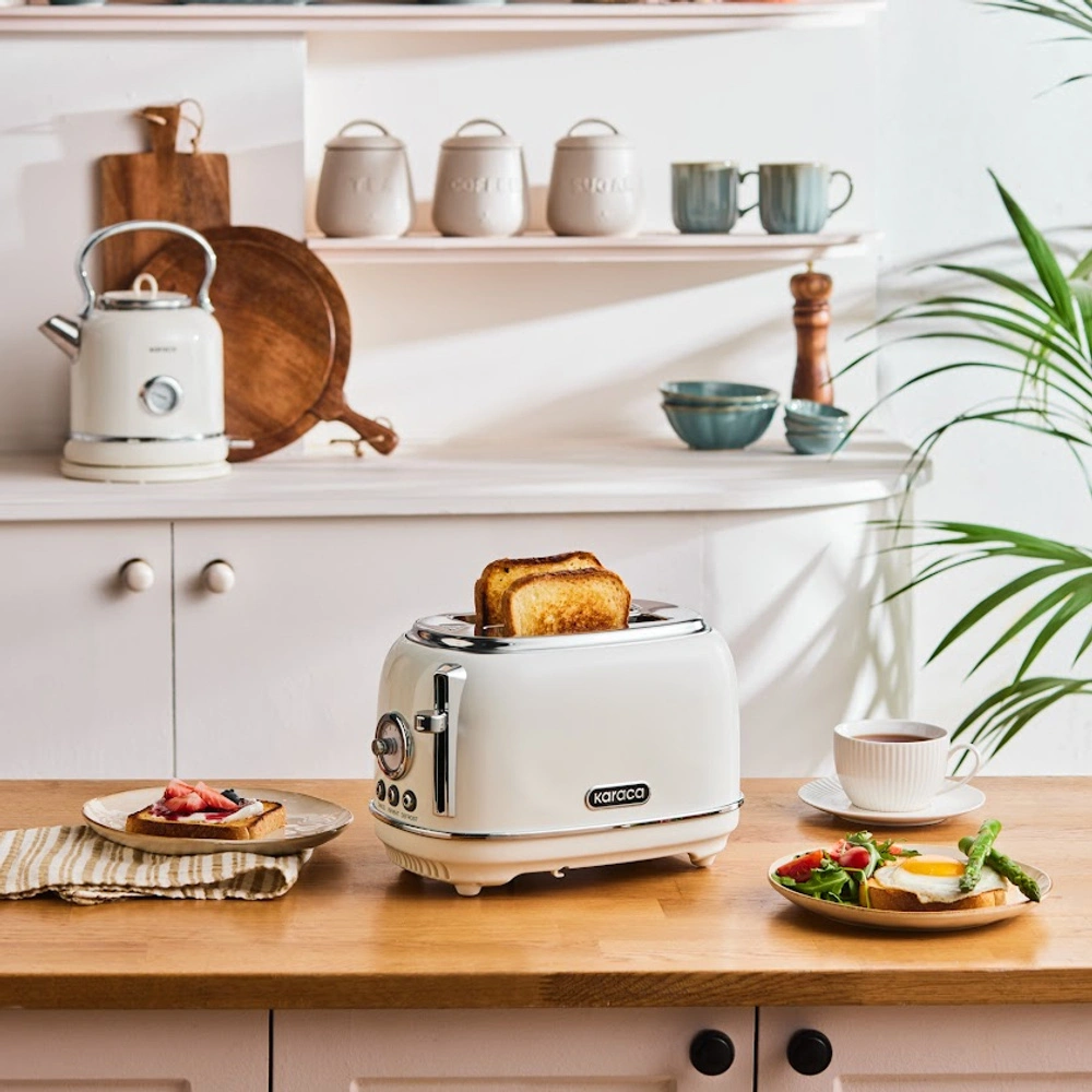 Karaca Vintage Craft 2 Dilim Kapasiteli Ekmek Kızartma Makinesi Cream görseli 2