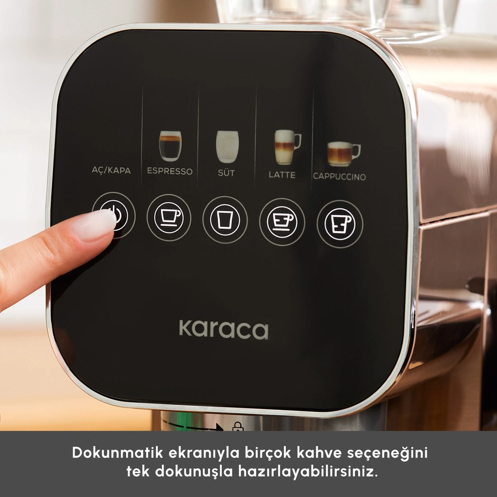 Karaca MyCaffe Barista S20 Entegre Süt Hazneli Otomatik Espresso ve Latte Makinesi Amber 900 ml 1360W görseli 6